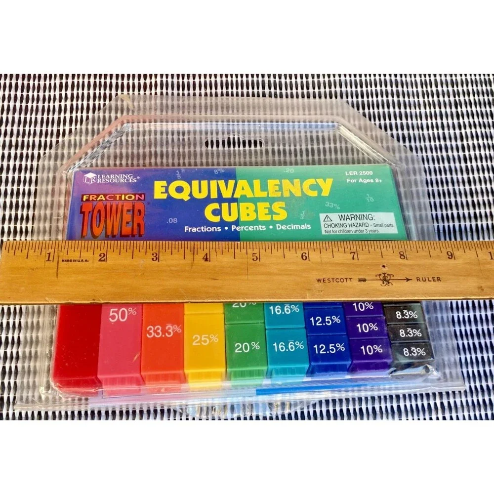 Learning Resources Fraction Tower Equivalency Percent Tower Cubes -Colors- New!